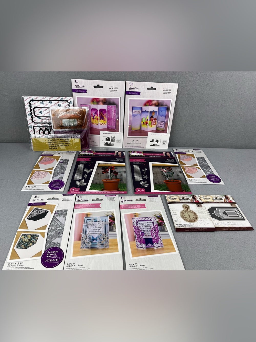Crafters Companion & Vintage Diary Card & More Double Sided Metal Dies Lot Of 12